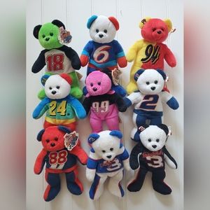Nascar Team Speed Bears  AUTHENTIC Beanie Bears VINTAGE- lot of 9